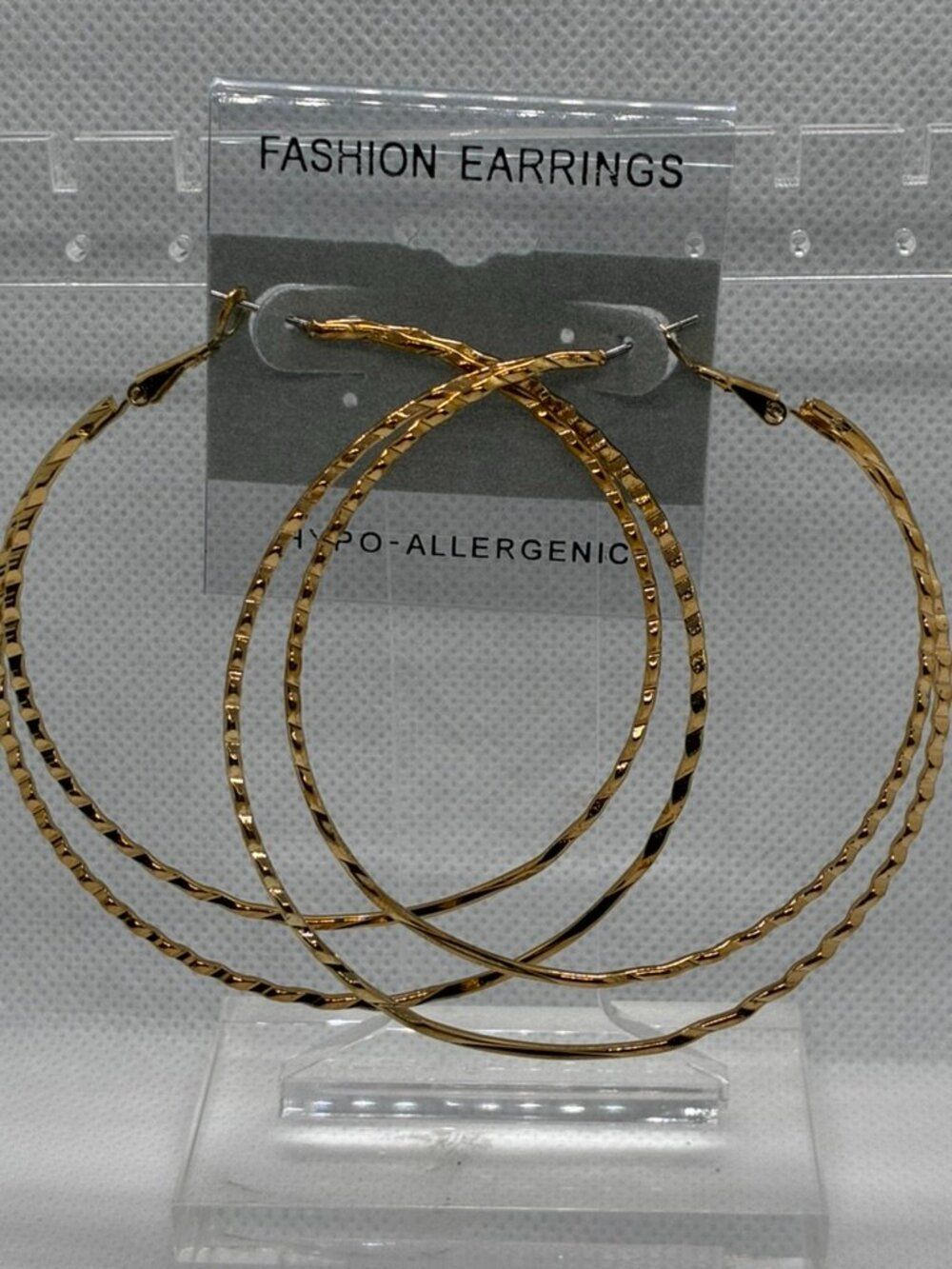 3For$20 Fashion Earrings Gold Textured Large Double Hoop Earrings
